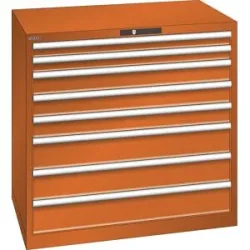 ESD-Schubladenschrank, BxTxH 1023 x 725 x 1000 mm, 8 Schubladen, Traglast 75 kg, orange LISTA