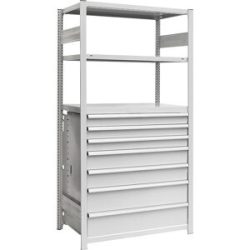 Schubladenblock, aus Stahl, HxBxT 1000 x 1000 x 600 mm, lichtgrau eurokraft pro
