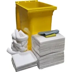 Leckage-Notfallset in Rollcontainer, Bindung 300 l, Ausführung Öl, weiß eurokraft basic
