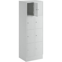4er-Schließfachschrank München, 2 Abteile, lichtgrau, B 600 mm, mit Bodensockel Wolf