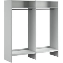 Offene Garderobe, lichtgrau RAL 7035, mit 20 Kleiderbügeln Wolf