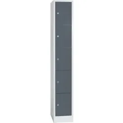 5er-Schließfachschrank Dresden, 1 Abteil, lichtgrau / basaltgrau, B 300 mm, mit Bodensockel Wolf