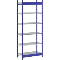 Stabil-Steckregal, einseitig, Regalhöhe 2500 mm, blau/verzinkt, Bodenbreite 1025 mm, Grundregal, Breite x Tiefe 1025 x 500 mm hofe