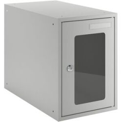 Schließfachwürfel, HxBxT 350 x 250 x 450 mm, Sichtfenstertür, lichtgrau eurokraft basic