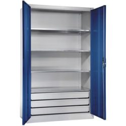 Großraumschrank extrahoch, HxB 1950 x 1200 mm, Tiefe 500 mm, Türe enzianblau C+P