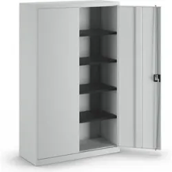 Stahlschrank mit Flügeltüren, 4 Fachböden, Breite 1200 mm, lichtgrau, Außentiefe 500 mm mauser