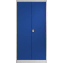 Stahlschrank mit Flügeltüren, 4 Fachböden, T 500 mm, lichtgrau / ultramarin mauser