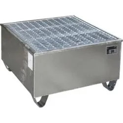 Stahl-Auffangwanne mit PE-Einsatz, für 200-l-Fässer, LxBxH 815 x 815 x 468 mm, verzinkt eurokraft pro