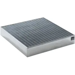 kaiserkraft Paletten-Auffangwanne, LxBxH 1200 x 1200 x 185 mm, feuerverzinkt, mit Gitterrost