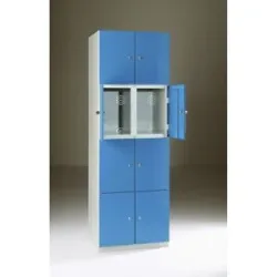 4er-Schließfachschrank Frankfurt, 2 Abteile, B 600 mm, lichtgrau / lichtblau Wolf