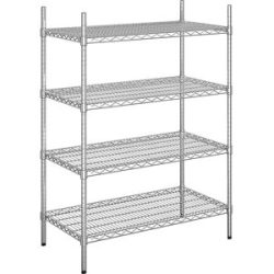 kaiserkraft Stahldraht-Gitterregal, verchromt, Fachlast 150 kg, BxT 910 x 610 mm, Grundregal, Höhe 1370 mm, 4 Fachböden