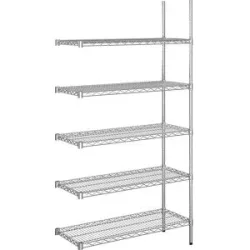 kaiserkraft Stahldraht-Gitterregal, verchromt, Fachlast 150 kg, BxT 910 x 460 mm, Anbauregal, Höhe 1880 mm, 5 Fachböden