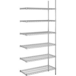 kaiserkraft Stahldraht-Gitterregal, verchromt, Fachlast 150 kg, BxT 910 x 460 mm, Anbauregal, Höhe 2180 mm, 6 Fachböden