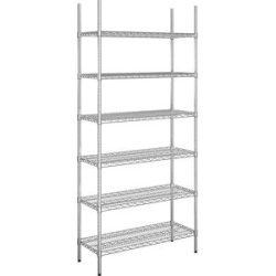kaiserkraft Stahldraht-Gitterregal, verchromt, Fachlast 250 kg, BxT 910 x 460 mm, Grundregal, Höhe 2180 mm, 6 Fachböden