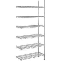 kaiserkraft Stahldraht-Gitterregal, verchromt, Fachlast 250 kg, BxT 910 x 460 mm, Anbauregal, Höhe 2180 mm, 6 Fachböden