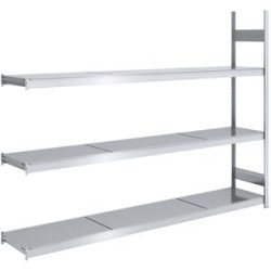 Großfach-Steckregal mit Stahlböden, Höhe 2000 mm, Fachbodenbreite 2500 mm, Fachbodentiefe 500 mm, Anbauregal hofe