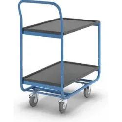 Tischwagen, Tragfähigkeit 150 kg, Ladeflächen mit Abrollrand, 2 Ladeflächen eurokraft pro