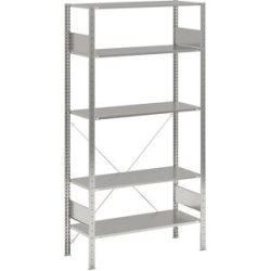Steckregal, einreihig, Fachboden-BxT 1000 x 400 mm, verzinkt, Höhe 2000 mm, Grundregal eurokraft pro
