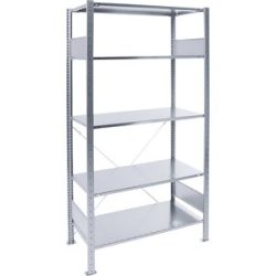 Steckregal, einreihig, Fachboden-BxT 1000 x 400 mm, verzinkt, Höhe 2500 mm, Grundregal eurokraft pro
