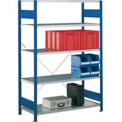Steckregal, einreihig, Fachboden-BxT 1300 x 600 mm, blau, Höhe 2000 mm, Grundregal eurokraft pro