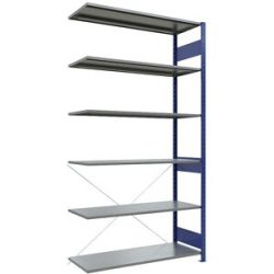 Steckregal, einreihig, Fachboden-BxT 1300 x 500 mm, blau, Höhe 2500 mm, Anbauregal eurokraft pro