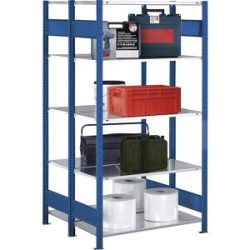 Steckregal, doppelreihig, Fachboden-BxT 1000 x (2 x 400) mm, verzinkt, Höhe 2500 mm, Grundregal eurokraft pro