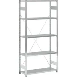 Fachboden-Steckregal, verzinkt, einseitig, Regalhöhe 2350 mm, Fachbodenbreite 1215 mm, Grundregal, Fachbodentiefe 450 mm eurokraft pro