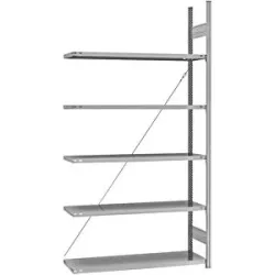 Fachboden-Steckregal, verzinkt, einseitig, Regalhöhe 2350 mm, Fachbodenbreite 1215 mm, Anbauregal, Fachbodentiefe 450 mm eurokraft pro