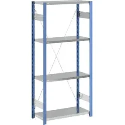 Fachboden-Steckregal, blau / verzinkt, Regalhöhe 2000 mm, Fachbodenbreite 965 mm, Grundregal, Fachbodentiefe 450 mm eurokraft pro