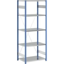 Fachboden-Steckregal, blau / verzinkt, Regalhöhe 2350 mm, Fachbodenbreite 965 mm, Grundregal, Fachbodentiefe 650 mm eurokraft pro
