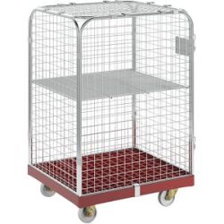 kaiserkraft Rollbehälter SAFE, HxBxT 1200 x 720 x 810 mm, Rollplatte rot