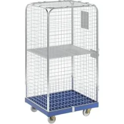kaiserkraft Rollbehälter SAFE, HxBxT 1550 x 720 x 810 mm, Rollplatte blau