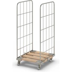 kaiserkraft Rollbehälter MODULAR, Holz-Rollplatte, Gitter 2-seitig