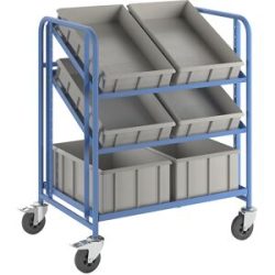 Eurokasten-Etagenwagen, mit 6 Kästen, LxBxH 885 x 620 x 1100 mm eurokraft pro