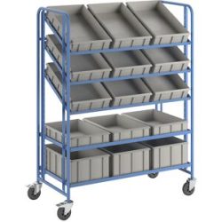 Eurokasten-Etagenwagen, mit 15 Kästen, LxBxH 1285 x 620 x 1725 mm eurokraft pro