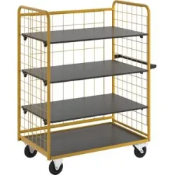 kaiserkraft Profi-Regal- und Etagenwagen, 3 Etagenböden und 3 Gitterwände, LxBxH 1395 x 800 x 1740 mm