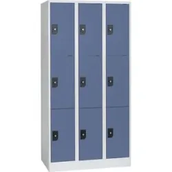 3er-Schließfachschrank Stuttgart, 3 Abteile, B 900 mm, lichtgrau / taubenblau Wolf
