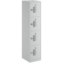 4er-Schließfachschrank Amsterdam, 1 Abteil, lichtgrau, B 400 mm, 4 Fächer, Drehriegel eurokraft basic