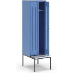 Spind Berlin 1 Sitzbank, 2 Abteile, lichtblau, B 600 mm, untergebaut, Kunststoff Wolf