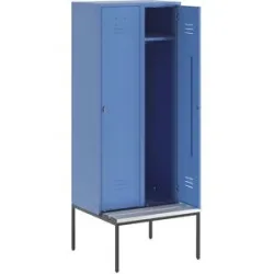 Spind Berlin 2 Sitzbank, 2 Abteile, lichtblau, B 800 mm, untergebaut, Kunststoff Wolf