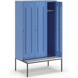 Spind Berlin 1 Sitzbank, 3 Abteile, lichtblau, B 1200 mm, untergebaut, Kunststoff Wolf
