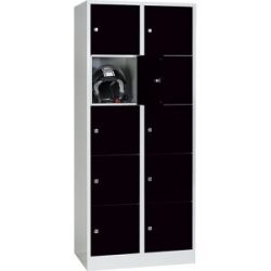 5er-Schließfachschrank Dresden, 2 Abteile, lichtgrau / tiefschwarz, B 800 mm, mit Bodensockel Wolf