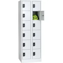 6er-Schließfachschrank Stuttgart, 2 Abteile, B 600 mm, lichtgrau / lichtgrau Wolf