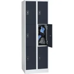 3er-Schließfachschrank Stuttgart, 2 Abteile, B 600 mm, lichtgrau / anthrazitgrau Wolf