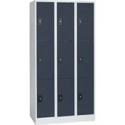 3er-Schließfachschrank Stuttgart, 3 Abteile, B 900 mm, lichtgrau / anthrazitgrau Wolf