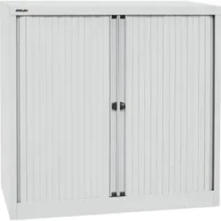 Euro-Rollladenschrank, Breite 1000 mm, 2 Fachböden, lichtgrau BISLEY