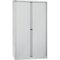 Euro-Rollladenschrank, Breite 1200 mm, 4 Fachböden, lichtgrau BISLEY