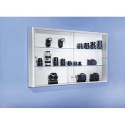 Schiebetür-Vitrine, Innentiefe 114 mm, BxHxT 800 x 800 x 140 mm eurokraft pro