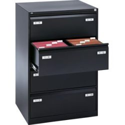 Hängeregistraturschrank LIGHT, 2-bahnig, 4 Schübe, DIN A4 quer, tiefschwarz, ab 2 Stk BISLEY