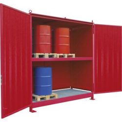 Gefahrstoff-Regalcontainer, Kapazität 16 x 200-l-Fässer, rot eurokraft pro